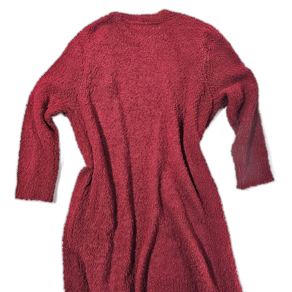 Modern Canvas Red Chenille Open Front Cardigan XXL Cozy Popcorn Knit Pockets - Picture 3 of 8